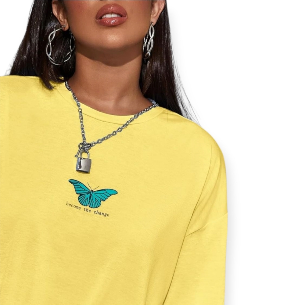 Shein Butterfly Become The Change T Shirt